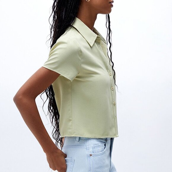 LA Hearts '90s Button Down Crop Top L - Picture 3 of 11